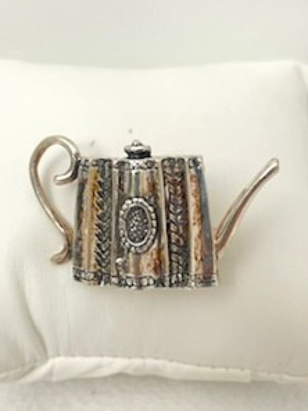 Vintage Teapot Brooch Pin Sterling Silver 925 Figural Novelty 7 g